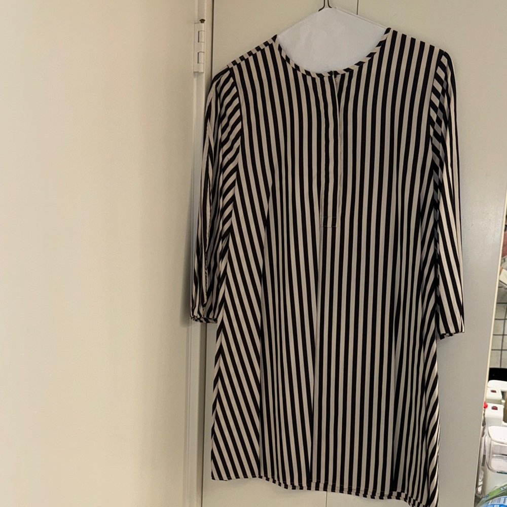 Banana Republic Monochrome Striped Long Sleeve Dress